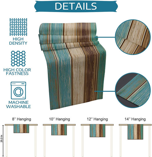 Edwiinsa Retro Cotton Linen Table Runner Geometric Rectangle Plate Mat Dresser Scarves, Rustic Wooden Plank Outdoor Rug Runner for Coffee Dining Banquet Home Decor 13 x 70 inch