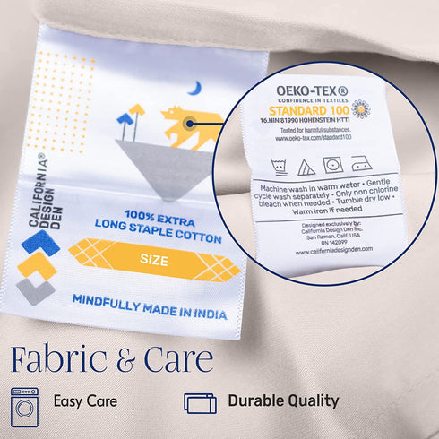 California Design Den - Finest Twin XL Bed Sheets, Soft 100% Cotton Cooling Sheets Deep Pockets Snug Fit Elastic, 500 Thread Count, 3-Pc Set, Best Hotel Quality Bed Sheets (Solid - Light Taupe)
