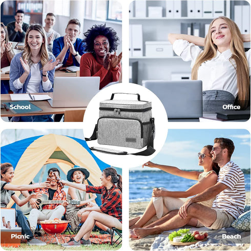 RealCool Lunch Box for Men/Women,Reusable Lunch Bag for Men,Insulated Lunch Box, Collapsible Leakproof Soft Sided Cooler, Portable Tote For School,Office,Outdoor Activities (7L-Gray)
