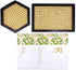Premium Rattan Bamboo Tray, Set Of 2 Pcs Hexagon and Rectangular Hand Woven Modern Minimalistic Design, Living Dining Room Kitchen Serving Tray - Coffee, Breakfast, Food, Fruits, Countertop Decoration