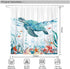DESIHOM Teal Sea Turtle Shower Curtain Ocean Nautical Shower Curtain Under The Sea Shower Curtain Polyester Fabric-72" x 72"