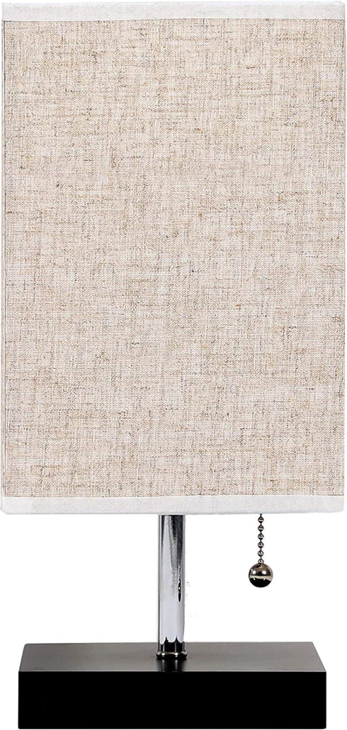 CROSSIO Table Lamp with USB Port, Fabric Shade Desk Lamp with 2 Charging Ports for Recharging Devices, Soft Ambient Lighting Bedside Nightstand Fixtures for Bedroom, Living Room,Office (13.4 inches)