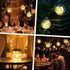 2 Packs Hanging Outdoor Solar Lanterns Decorative Lights 30 LED Waterproof Cracked Glass Jar Garden Lights for Court Yard Patio Pathway