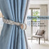 Porlau 4 Pack Grey Magnetic Soft Curtain Tiebacks Cotton Hand-Woven Tieback Holdback Home Decorative Tie Backs with Durable Wooden Buckle for Home Office Decor