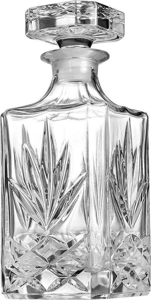 Hibekol Whiskey Decanter with Glass Stopper Lead-Free Glass 25.3 oz/ 750ml Decanter for Bourbon, Wine, Scotch, Vodka or Liquor€¦