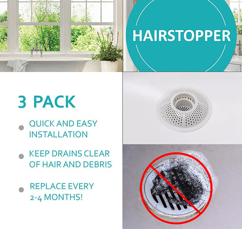 Evriholder Bathtub Drain Hair Catcher, Plastic Bathtub Drain Cover & Shower Drain Hair Catcher for Bathroom, perfect fit for your Shower Drain Cover - Pack of 3