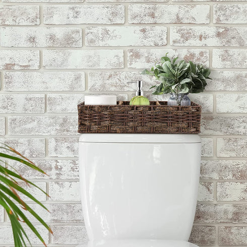 Back of Toilet Basket Toilet Tank Tray Toilet Tank Basket with 3 Section, Basket Organizer for Bathroom,Decorative Wicker Baskets for Bathroom Counter