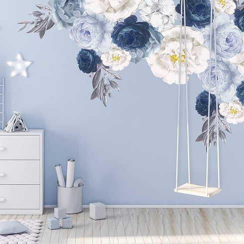 WALPLUS Peony Flowers Rose Wall Decals Peel and Stick Wall Sticker Oversized Murals for Home Bedroom Nursery Room Floral Transparent Wall Decor