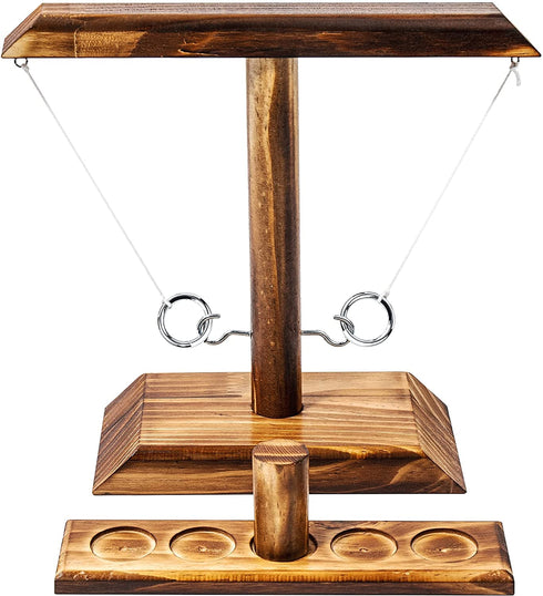 Ring Toss Game, Ring Toss with Shot Ladder, Fun Hook and Ring Game, Handmade Wooden Interactive Game for Home and Party