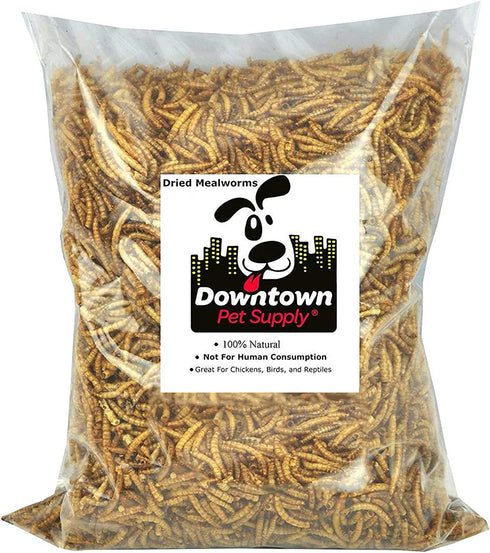 Downtown Pet Supply Dried Mealworms - Rich in Vitamin B12, B5, Protein, Fiber and Omega 3 Fatty Acids - Chicken, Duck and Bird Food - Reptile and Turtle Food - 1/2 lbs