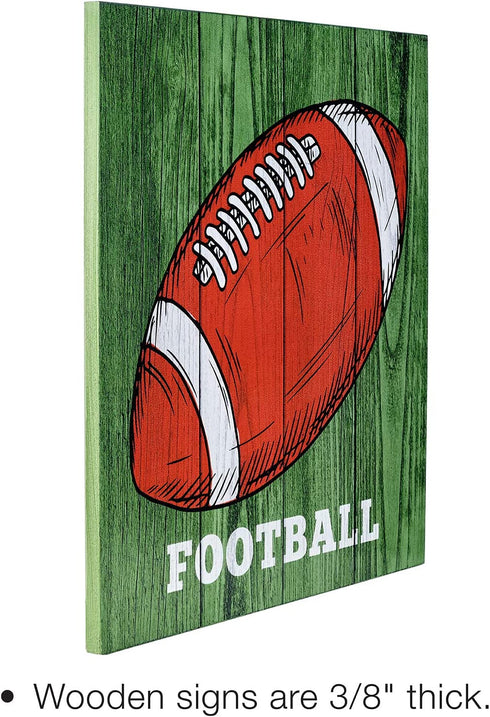 EXCELLO GLOBAL PRODUCTS 4 Pack of 12x12 Wall Hanging Sports Signs