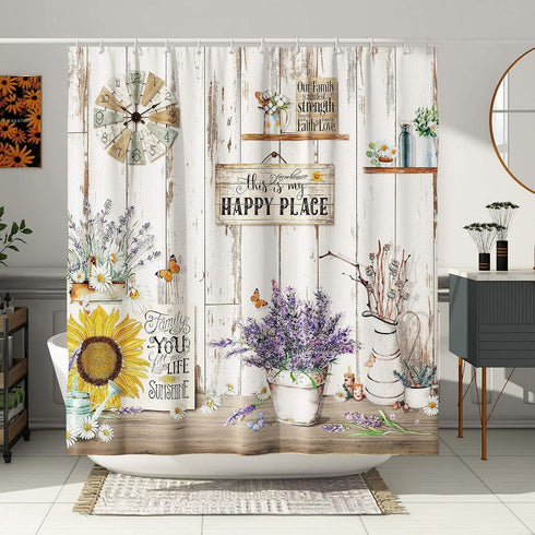 DESIHOM Vintage Country Shower Curtain 72x72 Inch, Farmhouse Rustic Shower Curtain Antique Wood Shower Curtain Polyester Waterproof Shower Curtain