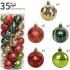 Christmas Tree Ornaments, 30ct Christmas Ball Decoration Set 2.36" Red Green and Gold Christmas Ball Shatterproof Hanging Tree Ornament Set