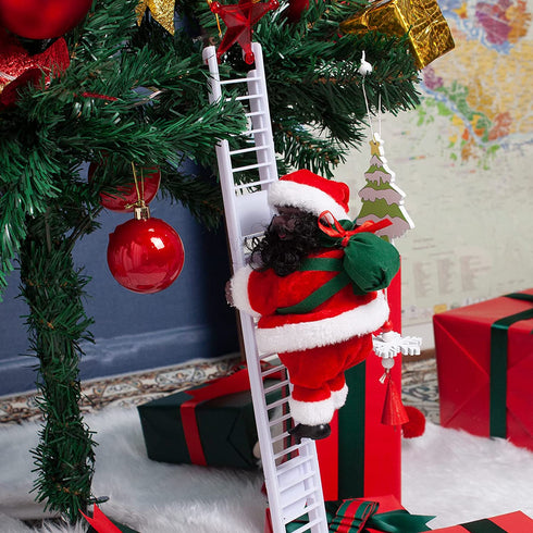 Santa Claus Climbing Ladder, Electric Christmas Climber Santa Plush Doll Toy Gift Decorations, Creative Christmas Tree Ornament Decors (Style B)