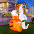 Rocinha Halloween Inflatables Ghost Pushing Pumpkin Cart 5 Ft Halloween Blow Up Decorations with Built-in LED Lights Halloween Lawn Decorations for Outdoor Party Yard Garden