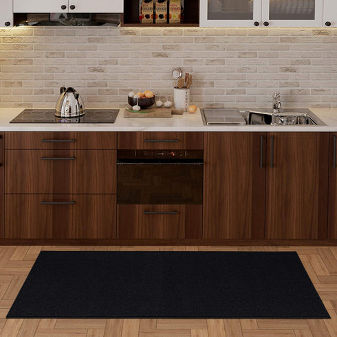Ottomanson Ottohome Collection Rubberback Solid Design Runner Rug, 2'3" x 6', Black