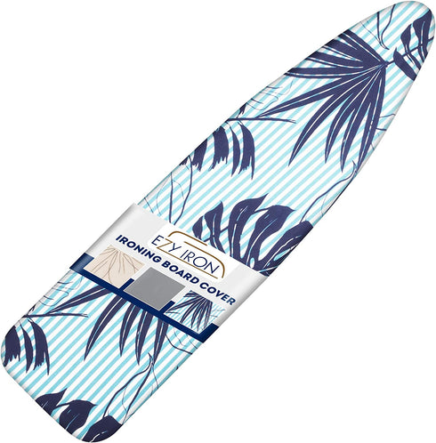 Ezy Iron Ironing Board Cover and Pad - Cuts Ironing Time in Half - 15x54 inch - Reflective Thick Padding - Standard Size and 18 x 49 inches - Heavy Duty Padded Covers (Hamptons Style)