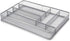 TQVAI Mesh Cutlery Tray 6 Compartments Kitchen Drawer Silverware Holder Utensils Flatware Organizer, Silver