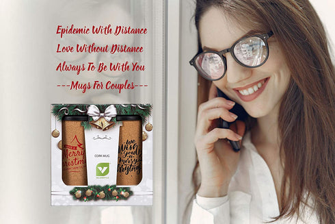 VALUE Travel Mug Gift Sets of 2 Cork Insulated Coffee Mugs with Lid 16oz