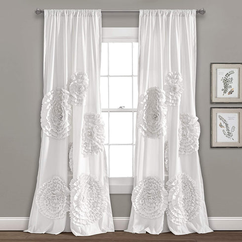 Lush Decor, White Serena Window Panel for Living, Dining Room, Bedroom (Single Curtain), 84 x 54 L
