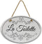 "La Toilette" Black & White Bathroom Sign | 8 3/4" x 6? x 5/16? | Home Décor Collection | Ceramic with Design | Oval Bathroom Wall Plaque | Bathroom Wall Décor | Bathroom Décor Wall Art (La Toilette)