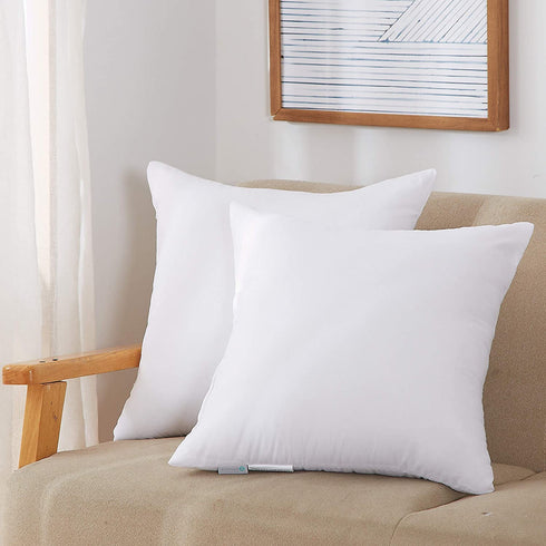 Acanva Throw Pillow Inserts Soft Couch Stuffer Polyester Square Form Washable Cushion Euro Sham Filler, 18''-2P, White, 2 Count