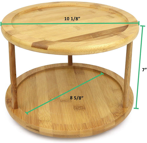 Greenco Premium Bamboo 2 Tier Lazy Susan Turntable