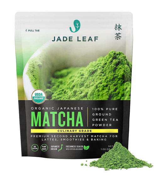 Jade Leaf Organic Matcha Green Tea Powder - Authentic Japanese Origin - Premium Second Harvest Culinary Grade (1.06 Ounce)
