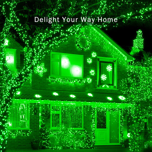 JMEXSUSS 2 Pack Green Solar Lights 200LED 75.5ft St Patrick's Day Lights with 8 Lighting Modes Solar String Lights Outdoor Waterproof for Garden, Christmas, Halloween, St Patricks Day Decorations