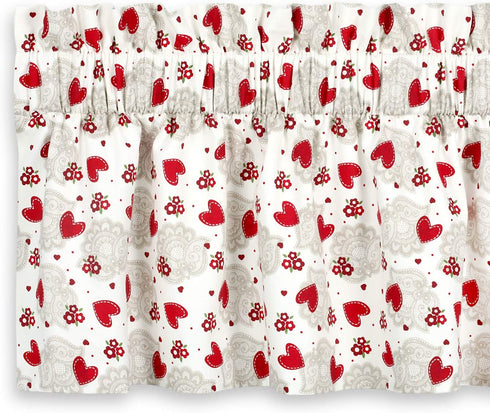 Cackleberry Home Hearts & Lace Valance Curtain Lined 54 Inches W x 17 Inches L