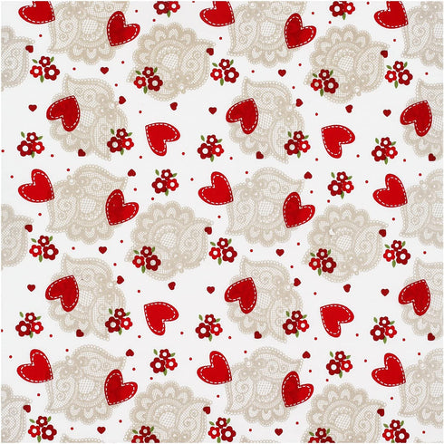 Cackleberry Home Hearts & Lace Valance Curtain Lined 54 Inches W x 17 Inches L