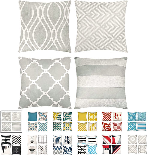 pendali Throw Pillow Covers 18x18, Decorative Square Throw Pillow Cover Cushion Covers Pillowcase, Home Decor Decorations for Sofa Couch Bed Chair Car, Set of 4, Pillow Protector