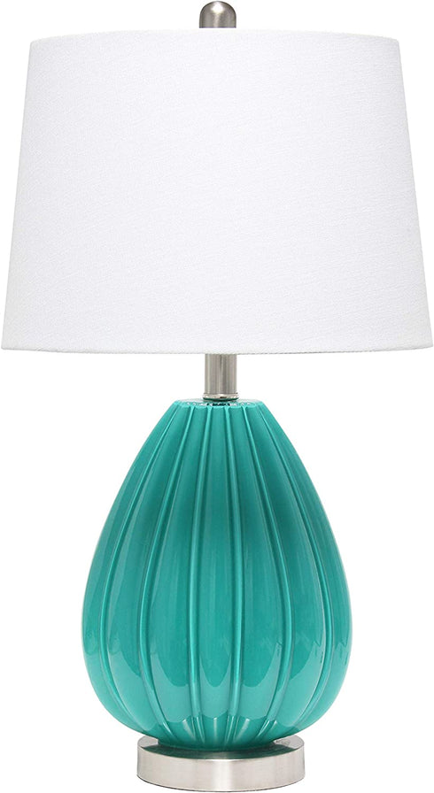 Elegant Designs LT3320-TEL Creased Fabric Shade Table Lamp, Teal/White