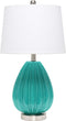 Elegant Designs LT3320-TEL Creased Fabric Shade Table Lamp, Teal/White