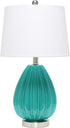 Elegant Designs LT3320-TEL Creased Fabric Shade Table Lamp, Teal/White
