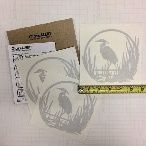 Sliding Glass Door Decals - Glass Sticker Decals for Windows and Glass Doors - 3 Frost Vinyl Window Stickers - Window Decals for Birds by Glass Alert (Heron)