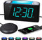Extra Loud Alarm Clock with Bed Shaker, Vibrating Alarm Clock for Heavy Sleepers Deaf Hearing Impaired, 7" Large Display, Dual USB Charger, 7 Color Night Light, Dimmer, Snooze & Battery Backup