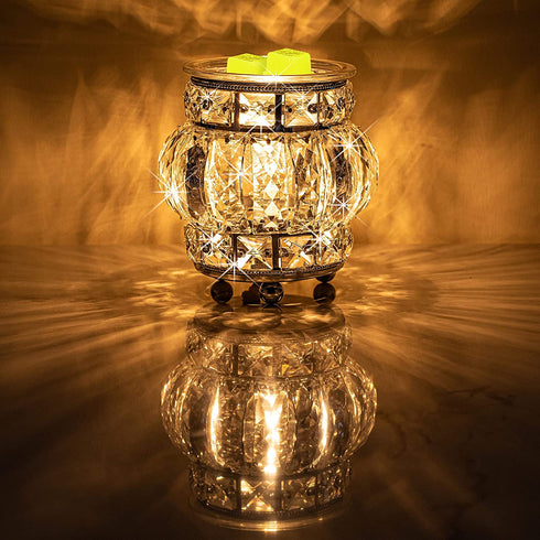 MAXWINER Electric Wax Melt Warmer Wrought Iron Crystal Oil Burner for Home, Living Room, Bedroom, Kitchen, SPA, Office (Silver)