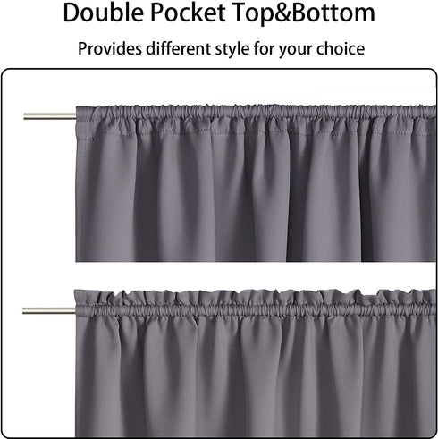 LUSHLEAF French Door Curtains, Thermal Insulated Drapes Rod Pocket Blackout Privacy Panel for Living Room Patio Glass Door Window with Tieback Set of 2 Panels, 25 x 72 inch, Grey