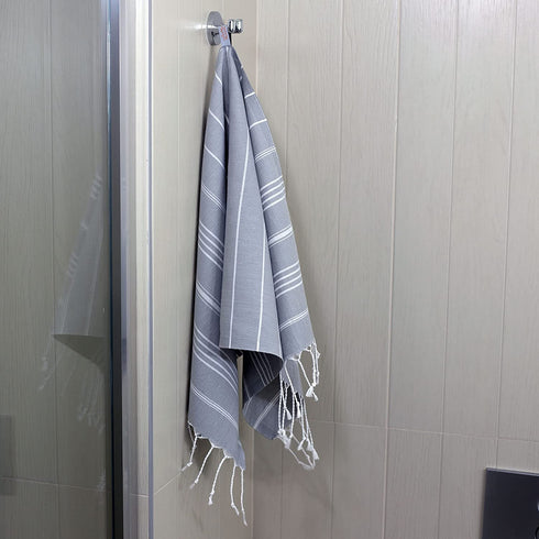 Clotho 4 Pack Turkish Hand Towel for Bathroom | Decorative Towel Set of 4 for Kitchen | 100% Cotton 18 x 40 Inches (Silver Gray)