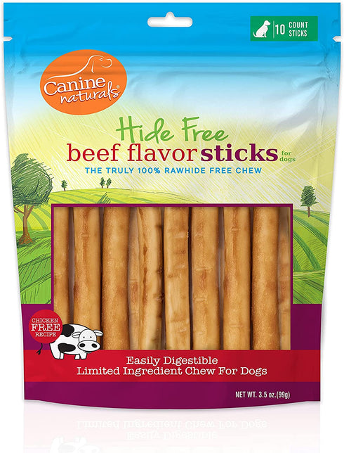 Canine Naturals Beef Chew - Rawhide Free Dog Treats - Made With Real Beef - Poultry Free Recipe - All-Natural and Easily Digestible - 5 Inch Stick Chews
