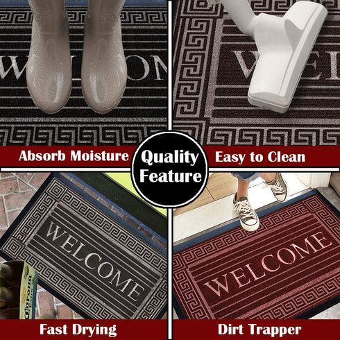 Extremely Durable Doormat - 17" x 29.5" - Outdoor Door Mat Welcome Non Slip with Rubber Backing - Low-Profile Heavy Duty Door Mats - Easy Clean Door Mat for Entrance, Patio, High Traffic Areas