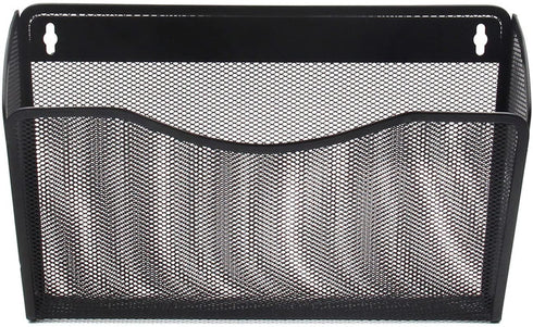 EasyPAG Hanging File Organizer Mesh 3 Single Pockets Wall File Holder Office Document Magazine Folder Rack ,Black