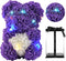 Gifts for Women,Rose Teddy Bear- Over 300 Flowers on Every Rose Flower Bear,Rose Bear, Gifts for mom, Birthday Gifts, Gifts for Girls - 10 inch Clear Gift Box (Purple)