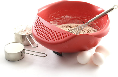 Norpro NOR-2176 Serving Bowl with Strainer , Red