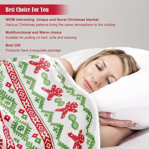 Touchat Sherpa Christmas Throw Blanket, Fuzzy Fluffy Soft Cozy Blanket, Fleece Flannel Plush Microfiber Blanket for Couch Bed Sofa (50" X 60", Christmas Tree)