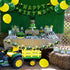 PRATYUS Farm Green Tractor First Birthday Party Decoration With Green Birthday Banner,Baby Crown Hat, Tie and Cake Topper for Baby Girl Boy Photo Booth Props