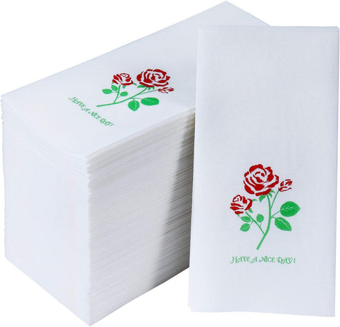 100 Disposable Guest Towels, Soft and Absorbent Linen-Feel Paper Hand Towels, Durable Decorative Bathroom Hand Napkins, Good for Kitchen, Parties, Weddings, Dinners or Events