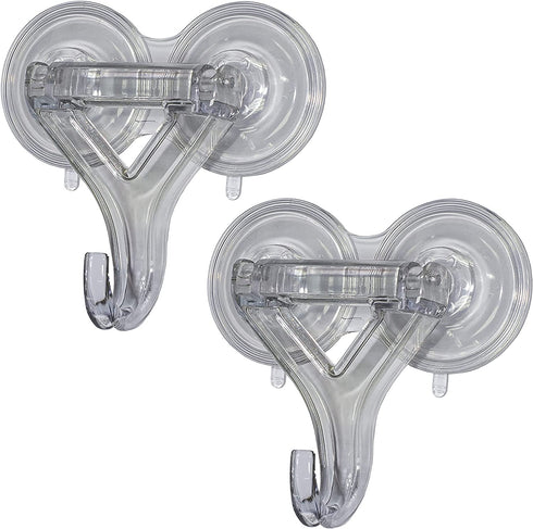 Lites-Up Heavy Duty Double Suction Cup Hook Reusable Wreath Hanger - Holds up to 25 LBs - Set of 2