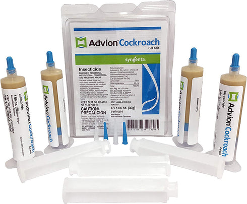 advion 383920 4 Tubes and 4 Plungers Cockroach German Roach Pest Control Inse, Brown
